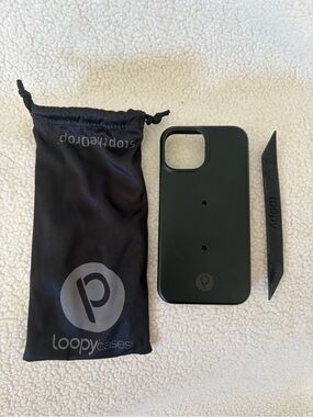 Loopy Case Stealth Black iPhone 13 Mini Case with Loopy Grip and Pouch